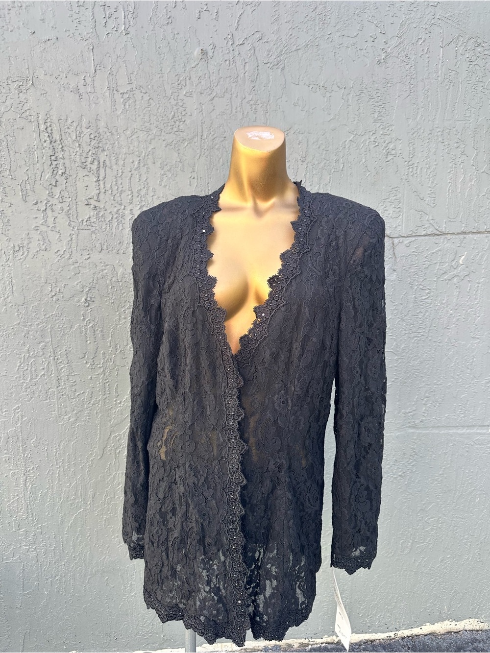 Yoly Munoz Couture Size 16 Black Lace Jacket Crystal Embellished $1960 NWT